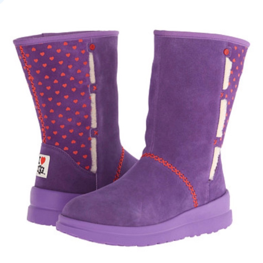 New UGG I Heart Ugg purple suede fur boots 💜